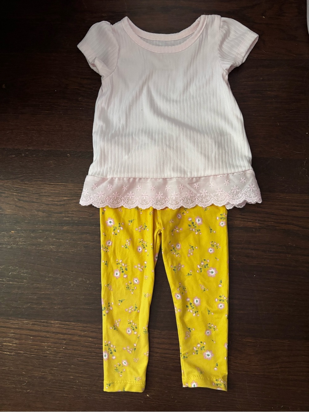 Kensie Girls Pink Top with Yellow Floral Leggings Pajama Set